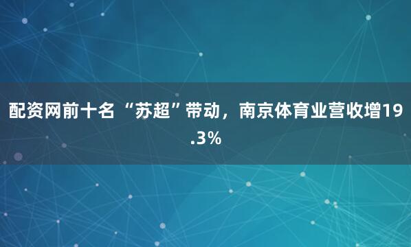 配资网前十名 “苏超”带动，南京体育业营收增19.3%
