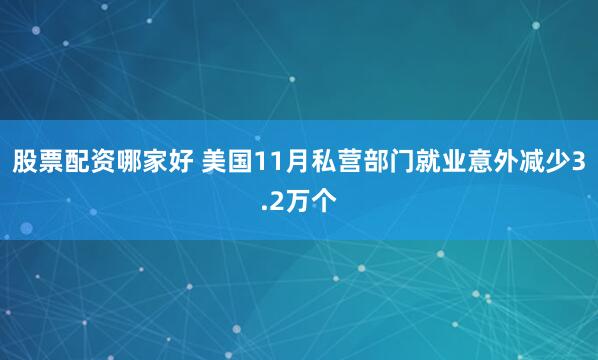 股票配资哪家好 美国11月私营部门就业意外减少3.2万个
